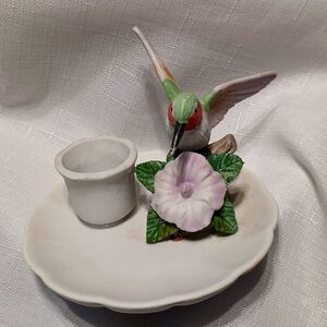 Giftco Vintage Hummingbird Ceramic Candle Holder Trinket Dish